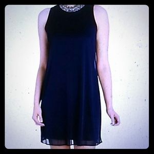 Jeweled Neck Sleeveless A-Line Dress